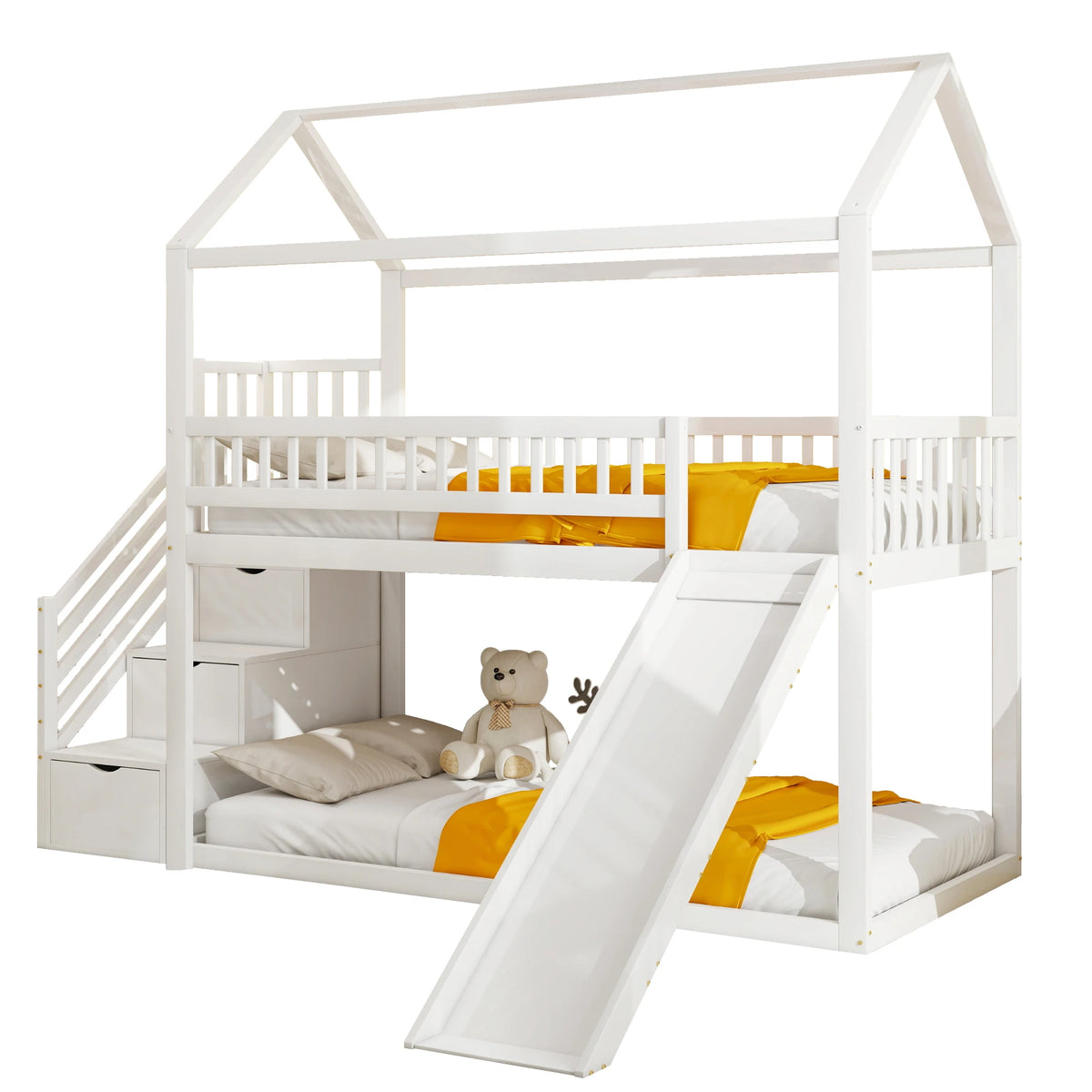 Hochbett mit Rutsche und Leiter mit Stauraum Lilla Kids