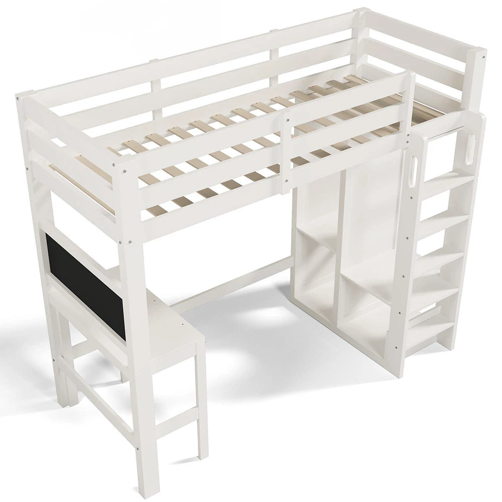 Hochbett mit Schreibtisch und offenem Kleiderschrank Lilla Kids