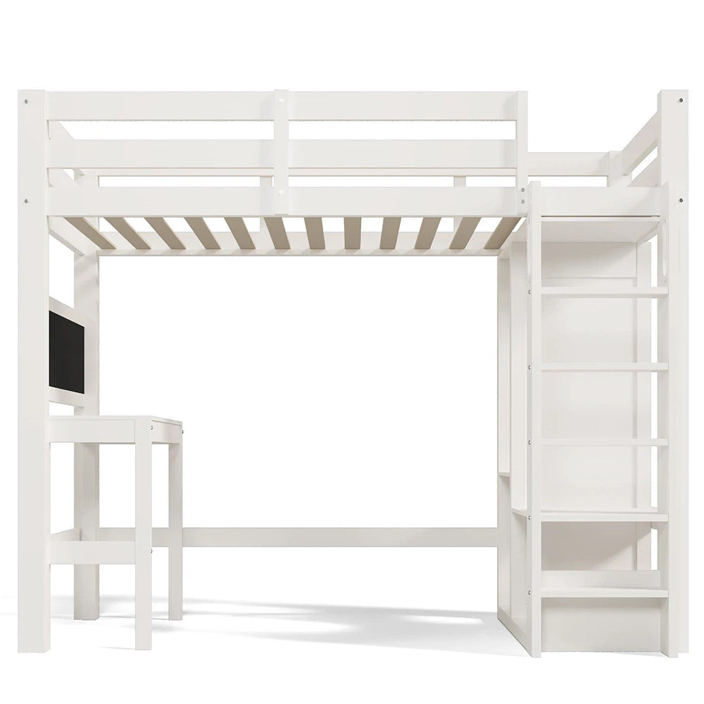 Hochbett mit Schreibtisch und offenem Kleiderschrank Lilla Kids