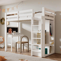 Hochbett mit Schreibtisch und offenem Kleiderschrank Lilla Kids