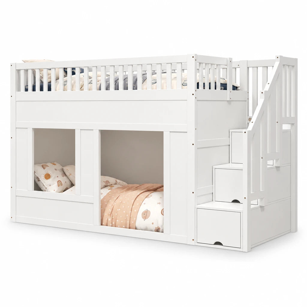 Hochbett mit Treppe und Kleiderschrank 90x200 Lilla Kids