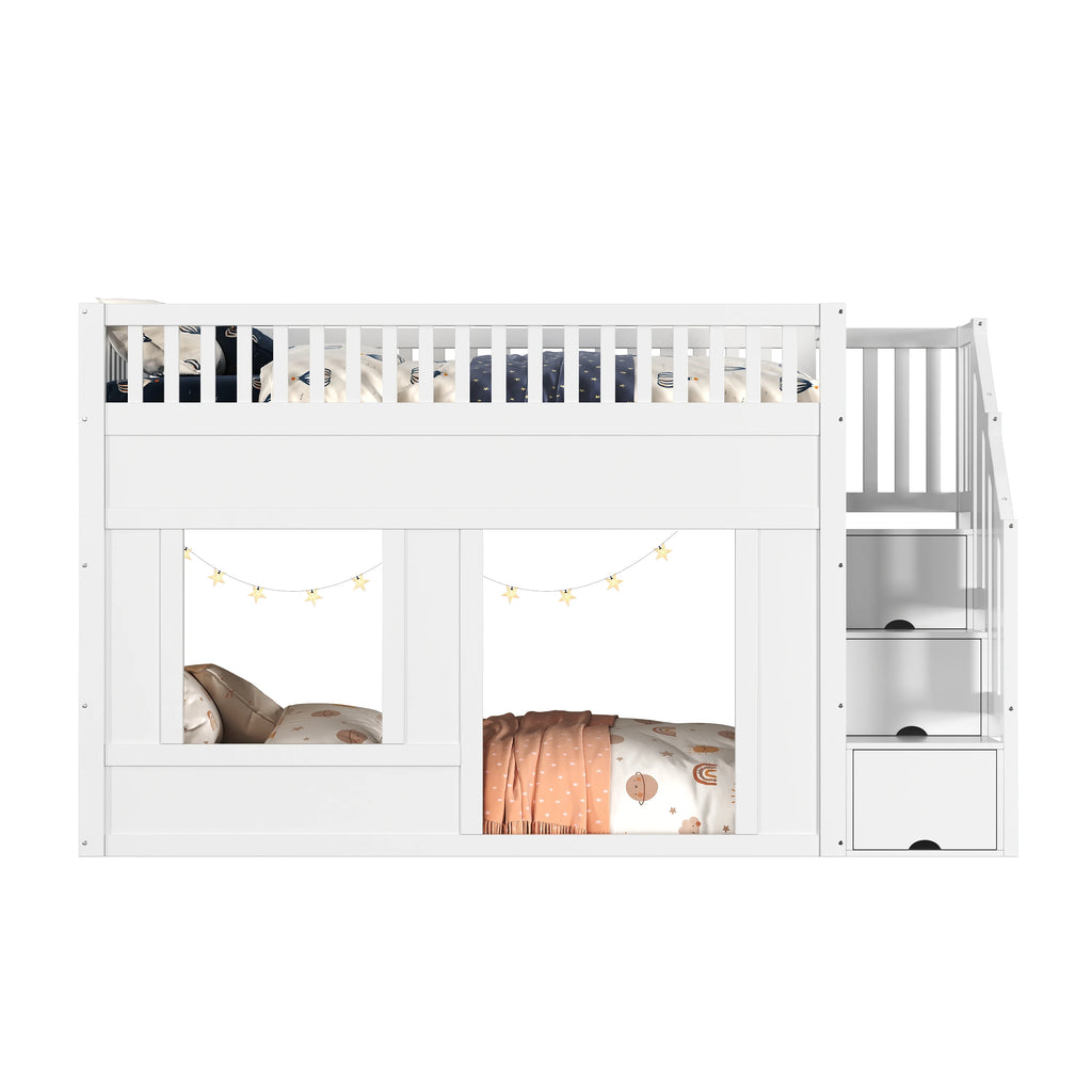 Hochbett mit Treppe und Kleiderschrank 90x200 Lilla Kids