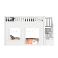 Hochbett mit Treppe und Kleiderschrank 90x200 Lilla Kids