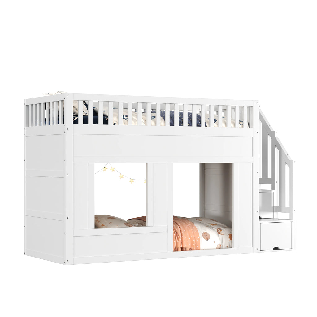 Hochbett mit Treppe und Kleiderschrank 90x200 Lilla Kids