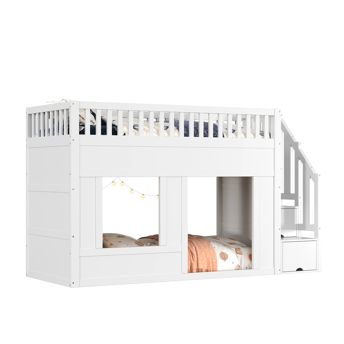 Hochbett mit Treppe und Kleiderschrank 90x200 Lilla Kids