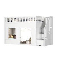 Hochbett mit Treppe und Kleiderschrank 90x200 Lilla Kids