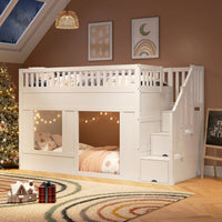 Hochbett mit Treppe und Kleiderschrank 90x200 Lilla Kids