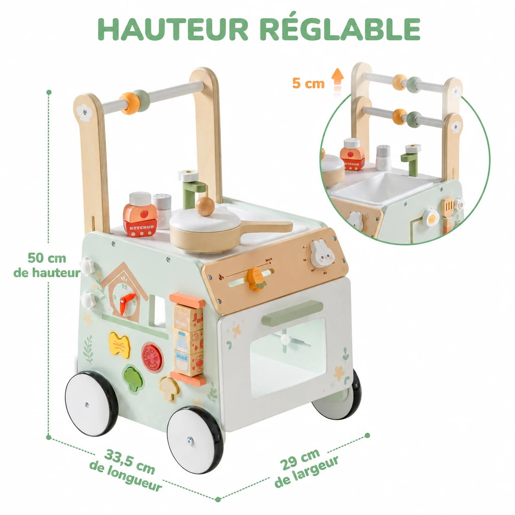 Höhenverstellbarer Lauflernwagen aus Holz Lilla Kids