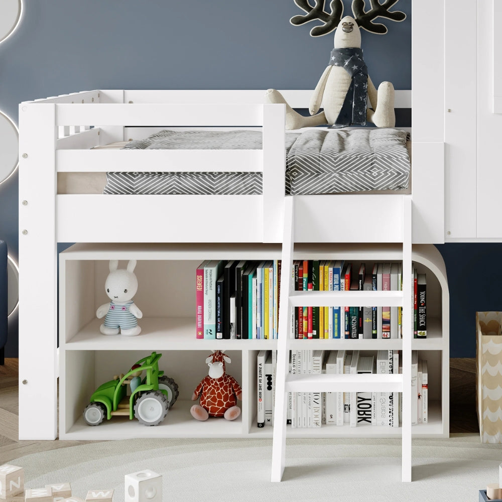 Kinder-Hausbett mit Bücherregal und Tafel Lilla Kids