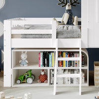 Kinder-Hausbett mit Bücherregal und Tafel Lilla Kids