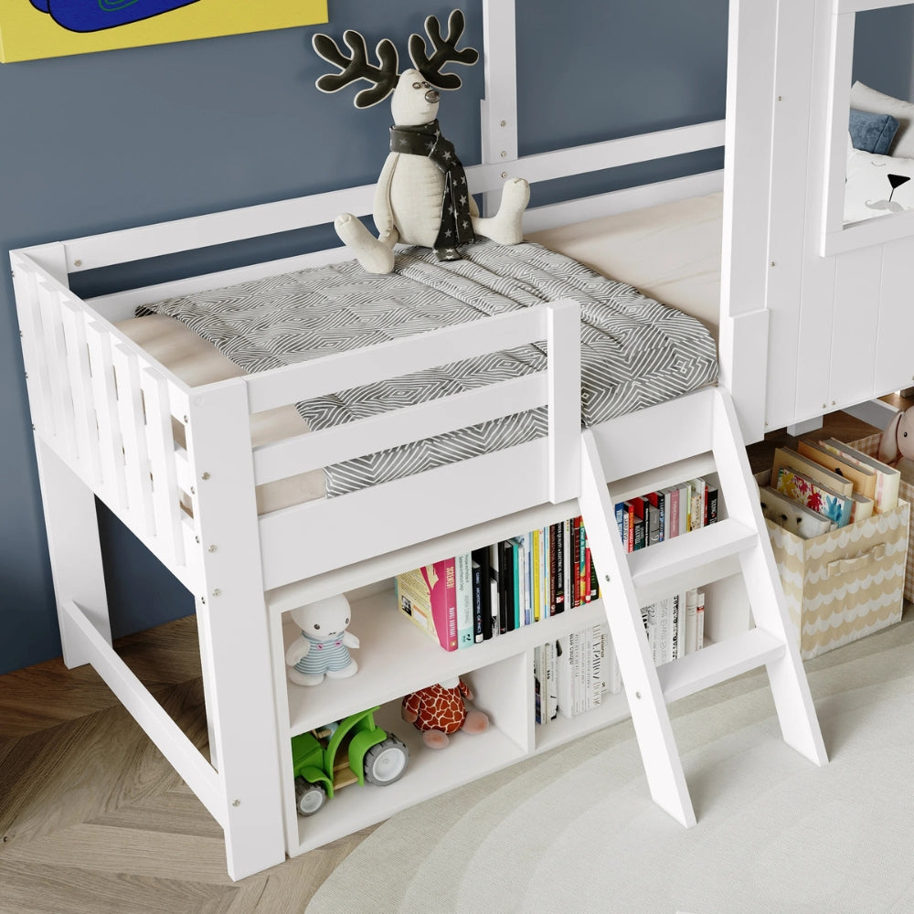 Kinder-Hausbett mit Bücherregal und Tafel Lilla Kids