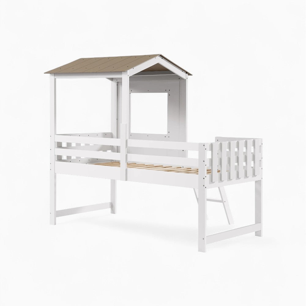 Kinder-Hausbett mit Bücherregal und Tafel Lilla Kids