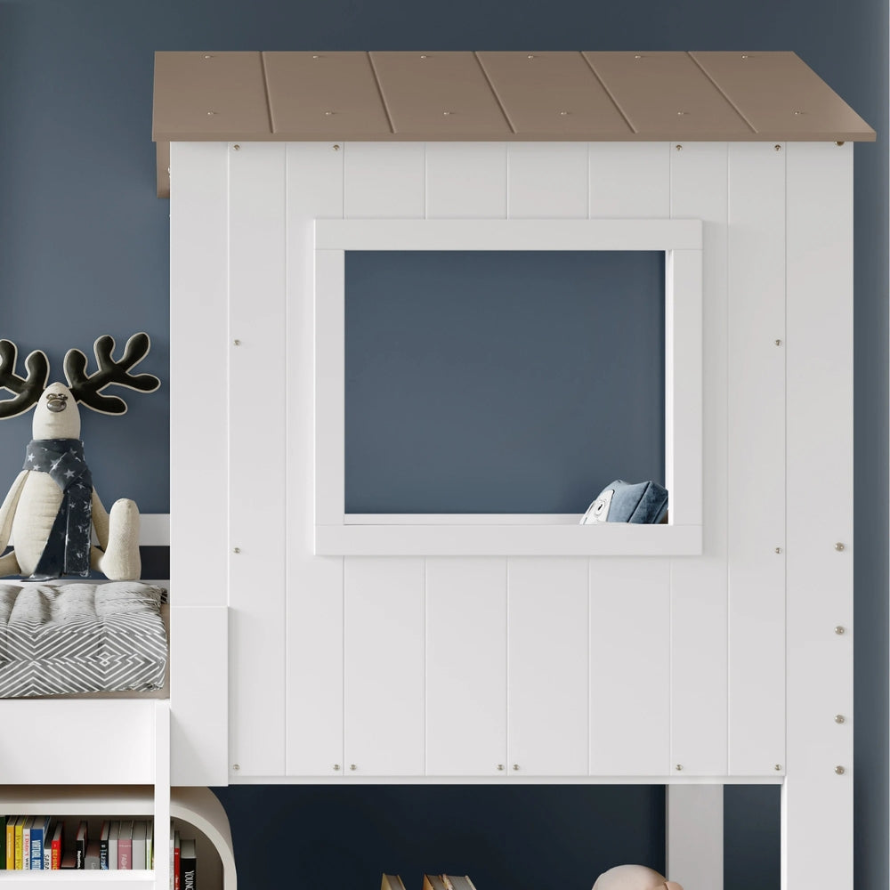Kinder-Hausbett mit Bücherregal und Tafel Lilla Kids
