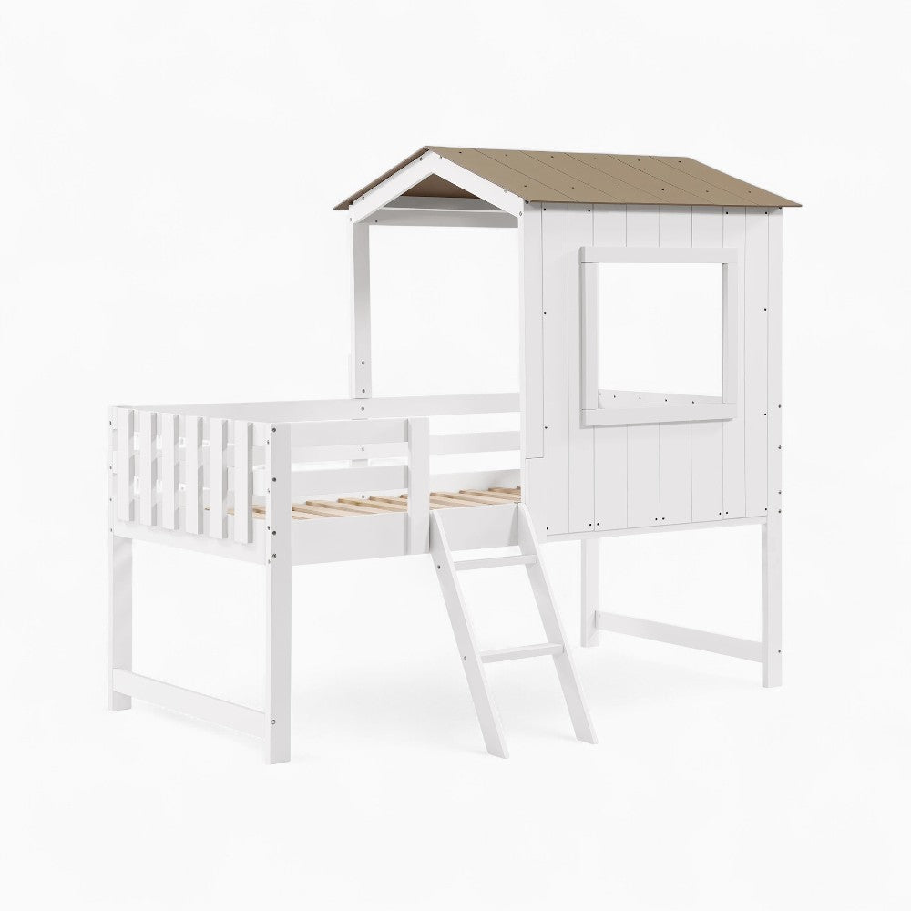 Kinder-Hausbett mit Bücherregal und Tafel Lilla Kids