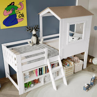 Kinder-Hausbett mit Bücherregal und Tafel Lilla Kids