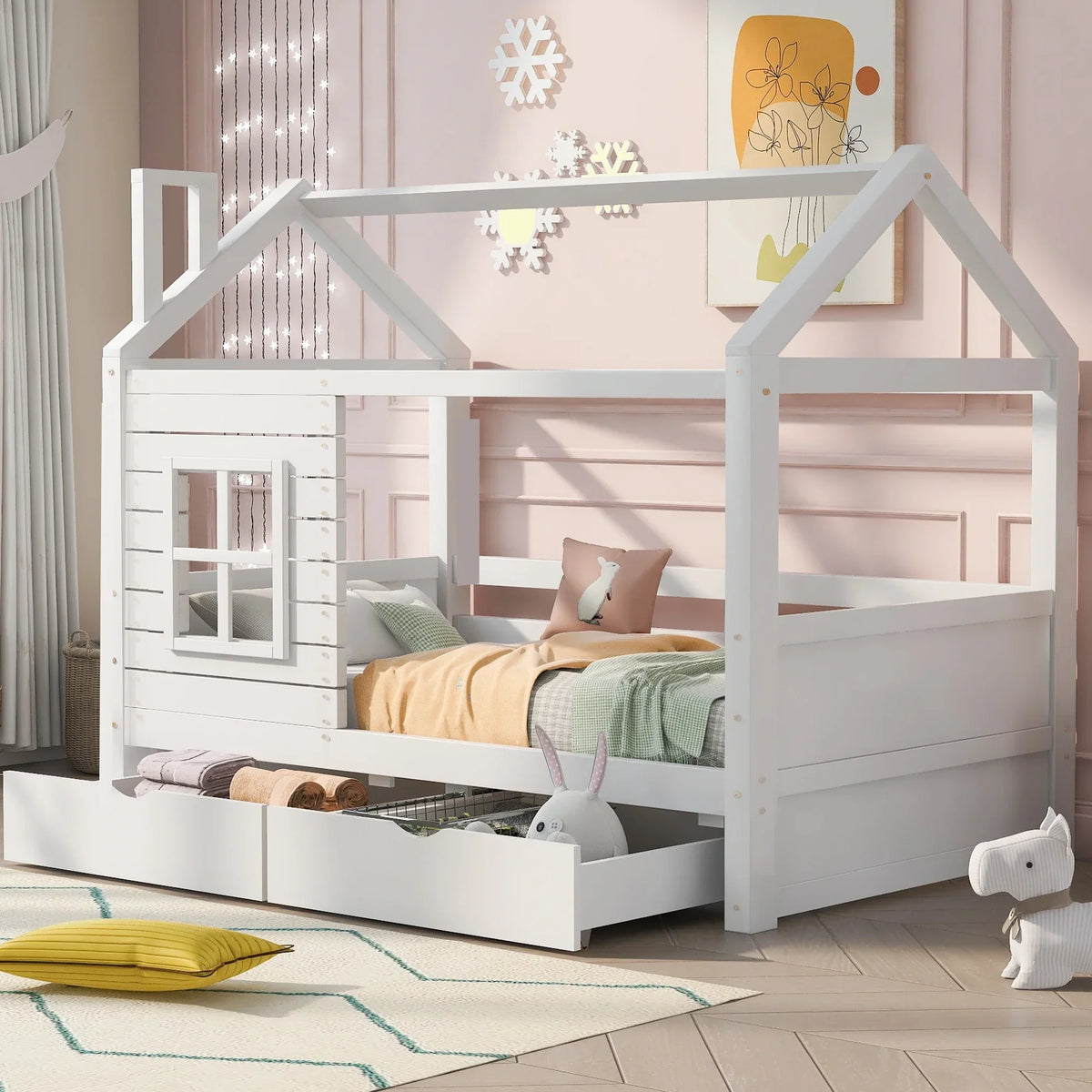 Kinder-Hausbett mit Fenster aus Massivholz Lilla Kids