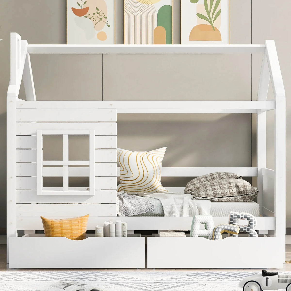 Kinder-Hausbett mit Fenster aus Massivholz Lilla Kids