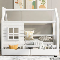 Kinder-Hausbett mit Fenster aus Massivholz Lilla Kids