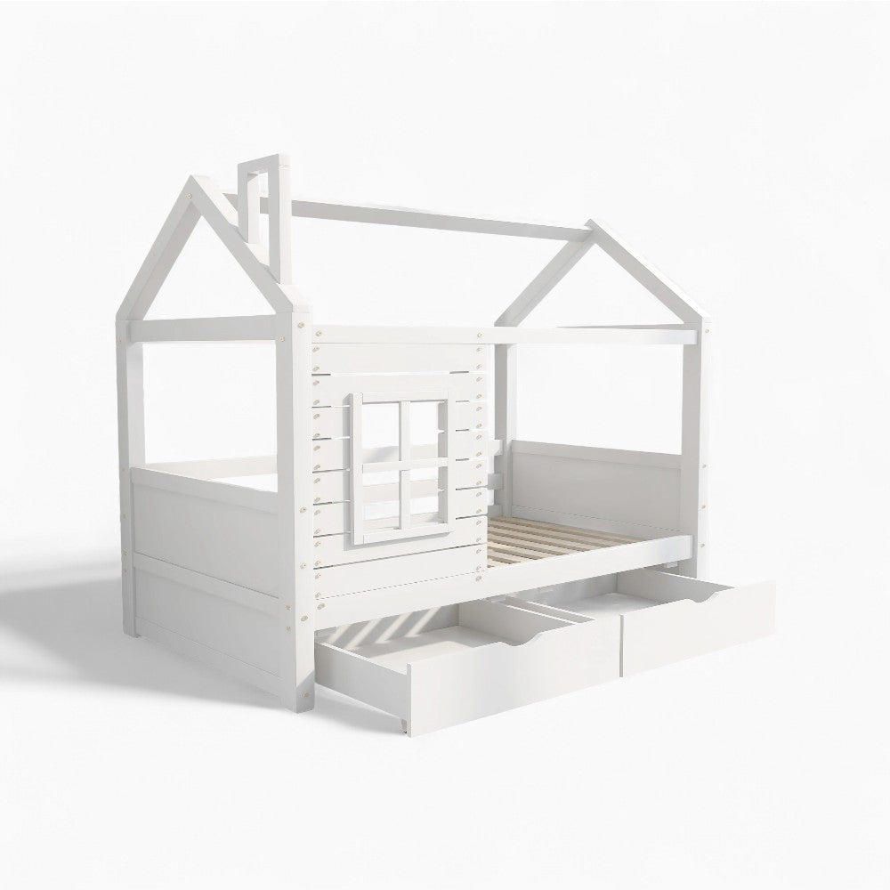 Kinder-Hausbett mit Fenster aus Massivholz Lilla Kids