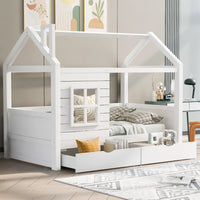Kinder-Hausbett mit Fenster aus Massivholz Lilla Kids
