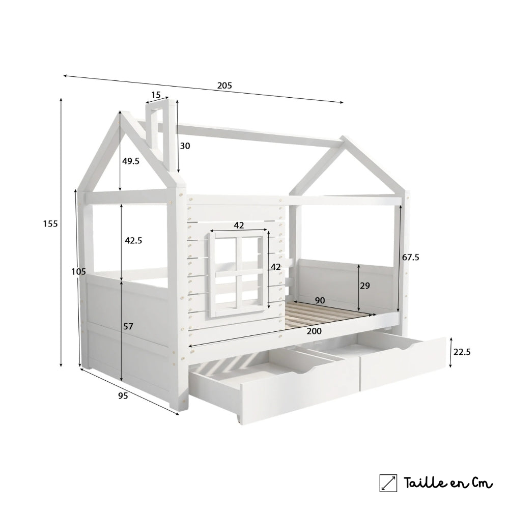 Kinder-Hausbett mit Fenster aus Massivholz Lilla Kids