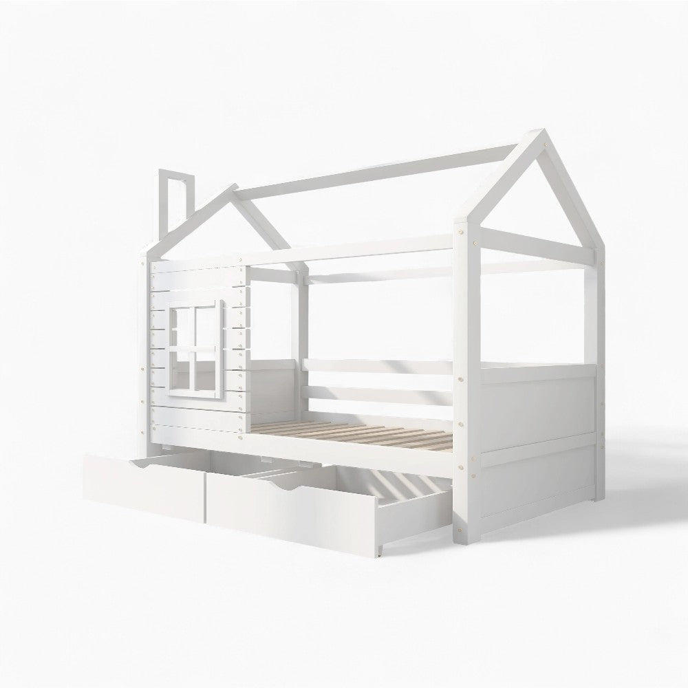 Kinder-Hausbett mit Fenster aus Massivholz Lilla Kids
