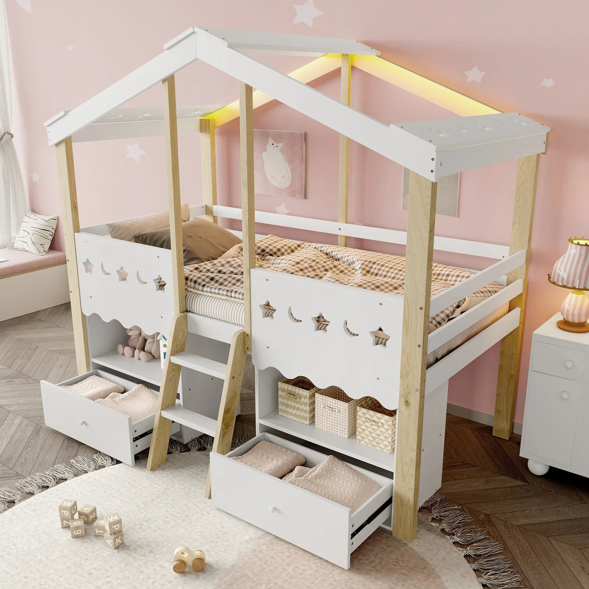 Kinder-Hausbett mit integriertem Stauraum Lilla Kids