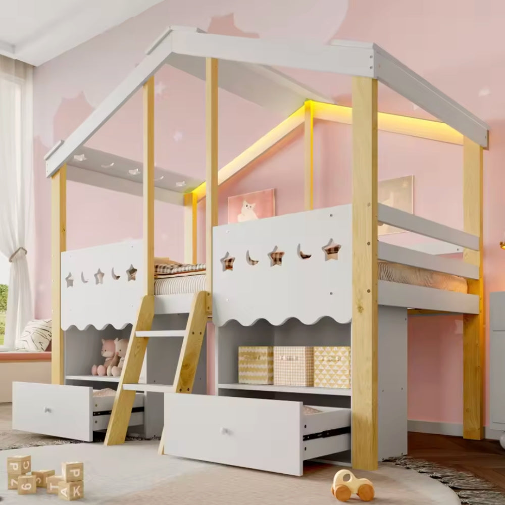 Kinder-Hausbett mit integriertem Stauraum Lilla Kids