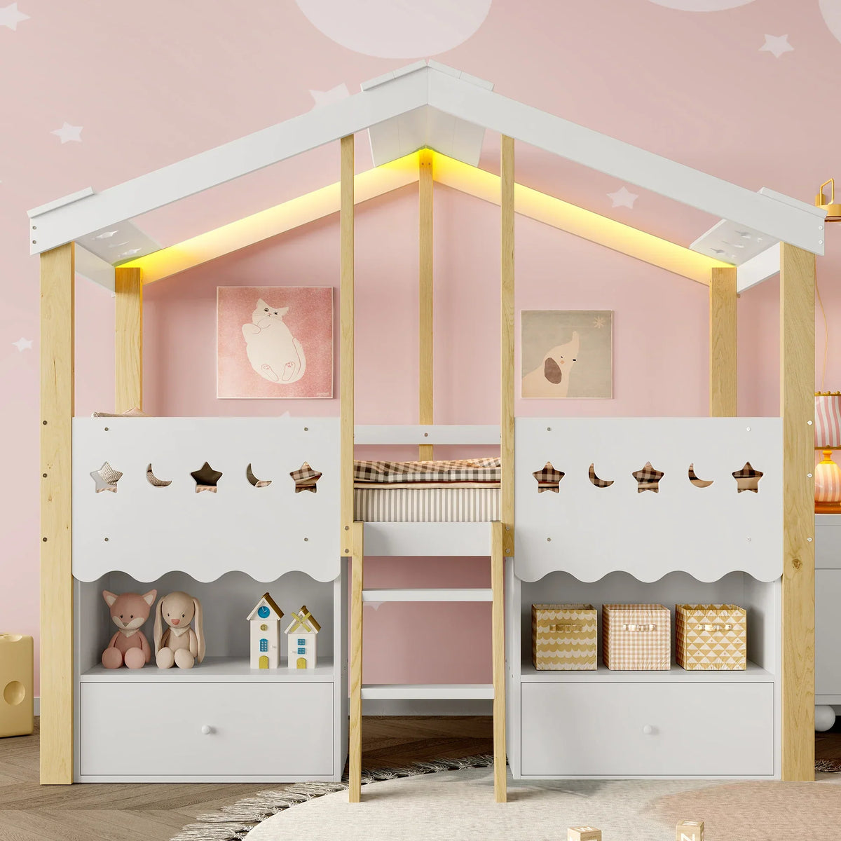 Kinder-Hausbett mit integriertem Stauraum Lilla Kids
