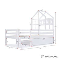 Kinder-Hausbett mit Schublade und Leiter aus massiver Kiefer Lilla Kids