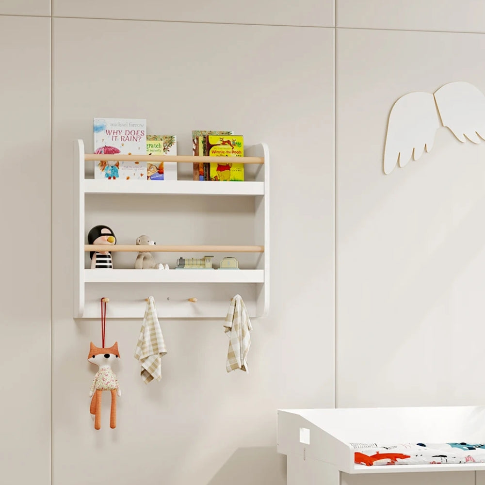 Kinder-Wandregal in Weiß und hellem Holz Lilla Kids