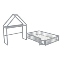 Kinderbett 140x200 mit abnehmbarem Dach und Bücherregal Lilla Kids