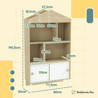 Kinderbücherregal aus Holz in Hausform mit Schiebetüren Lilla Kids