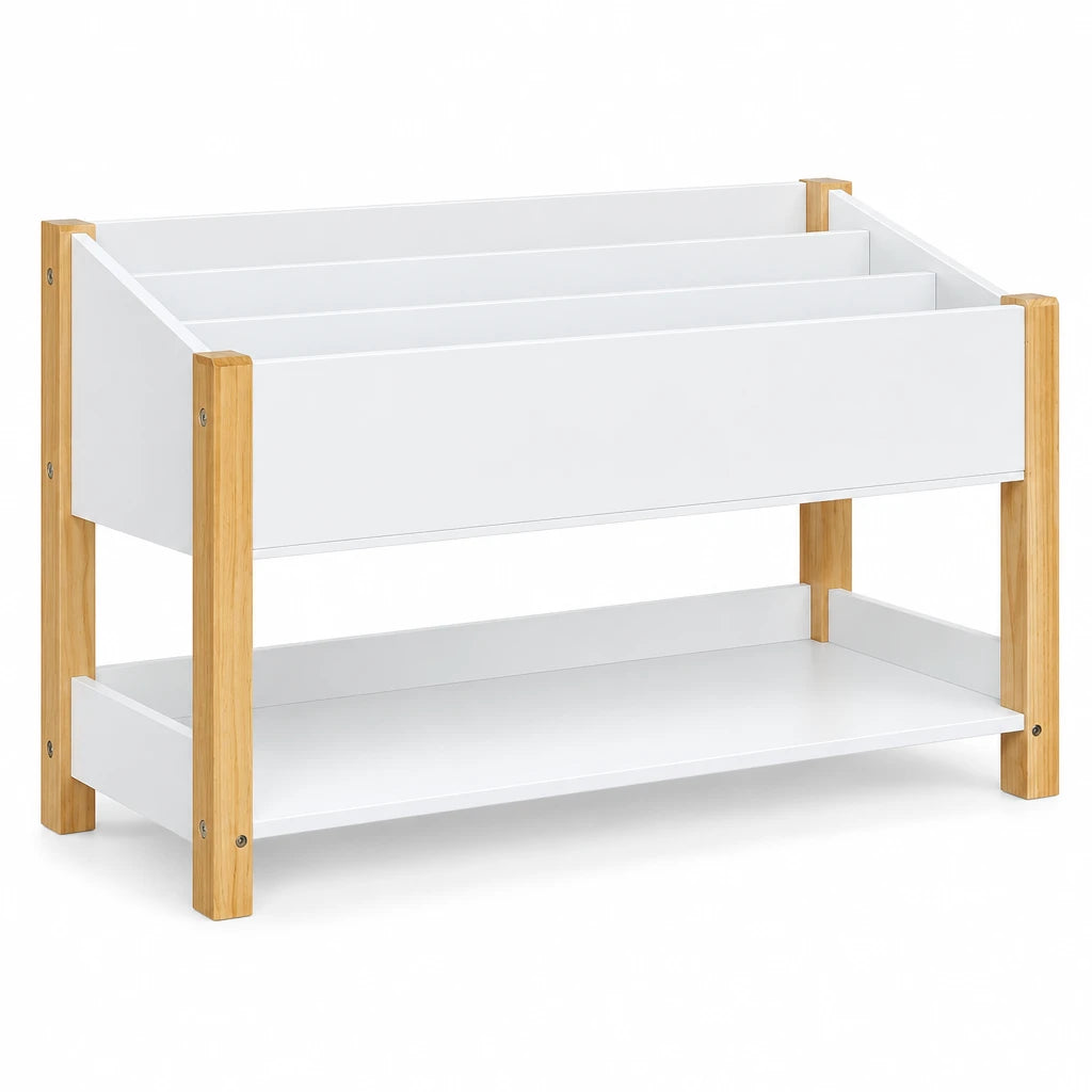 Kinderbücherregal aus Holz in Weiß mit Ablagen Lilla Kids