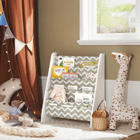 Kinderbücherregal aus Holz und Stoff mit 4 Fächern Lilla Kids