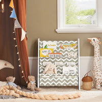 Kinderbücherregal aus Holz und Stoff mit 4 Fächern Lilla Kids