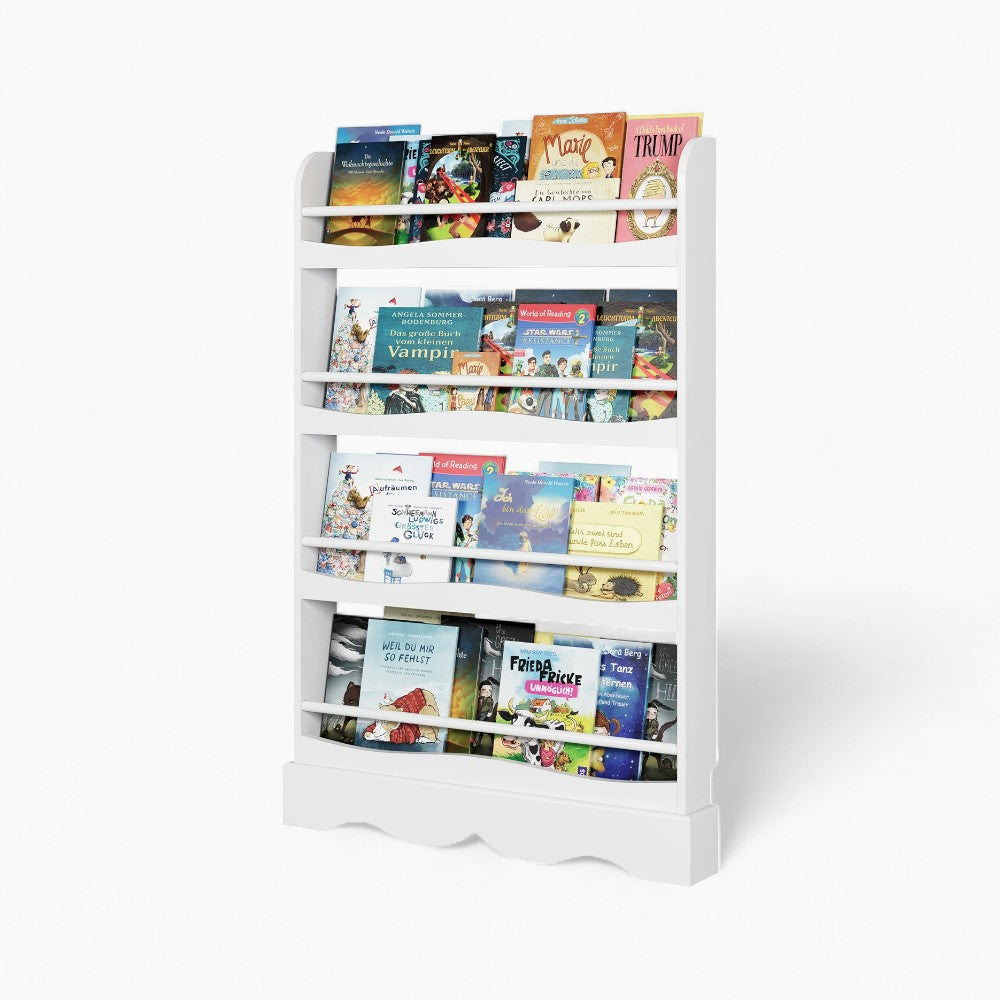 Kinderbücherregal aus weißem Holz mit 4 Ablagen Lilla Kids