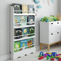 Kinderbücherregal aus weißem Holz mit 4 Ablagen Lilla Kids