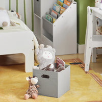 Kinderbücherregal aus weißem Holz mit grauem Stoff Lilla Kids