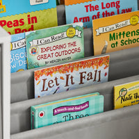 Kinderbücherregal aus weißem Holz mit grauem Stoff Lilla Kids