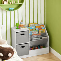 Kinderbücherregal aus weißem Holz mit grauem Stoff Lilla Kids