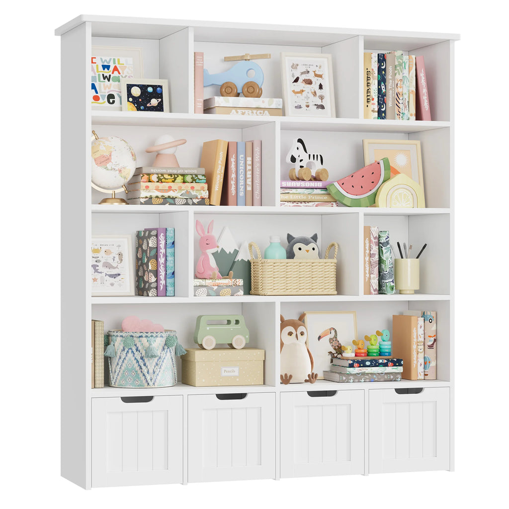 Kinderbücherregal mit 11 Fächern und 4 Schubladen, 146 cm Lilla Kids