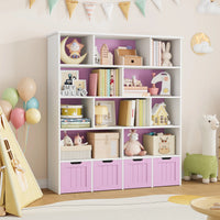 Kinderbücherregal mit 11 Fächern und 4 Schubladen, 146 cm Lilla Kids