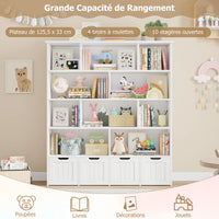 Kinderbücherregal mit 11 Fächern und 4 Schubladen, 146 cm Lilla Kids