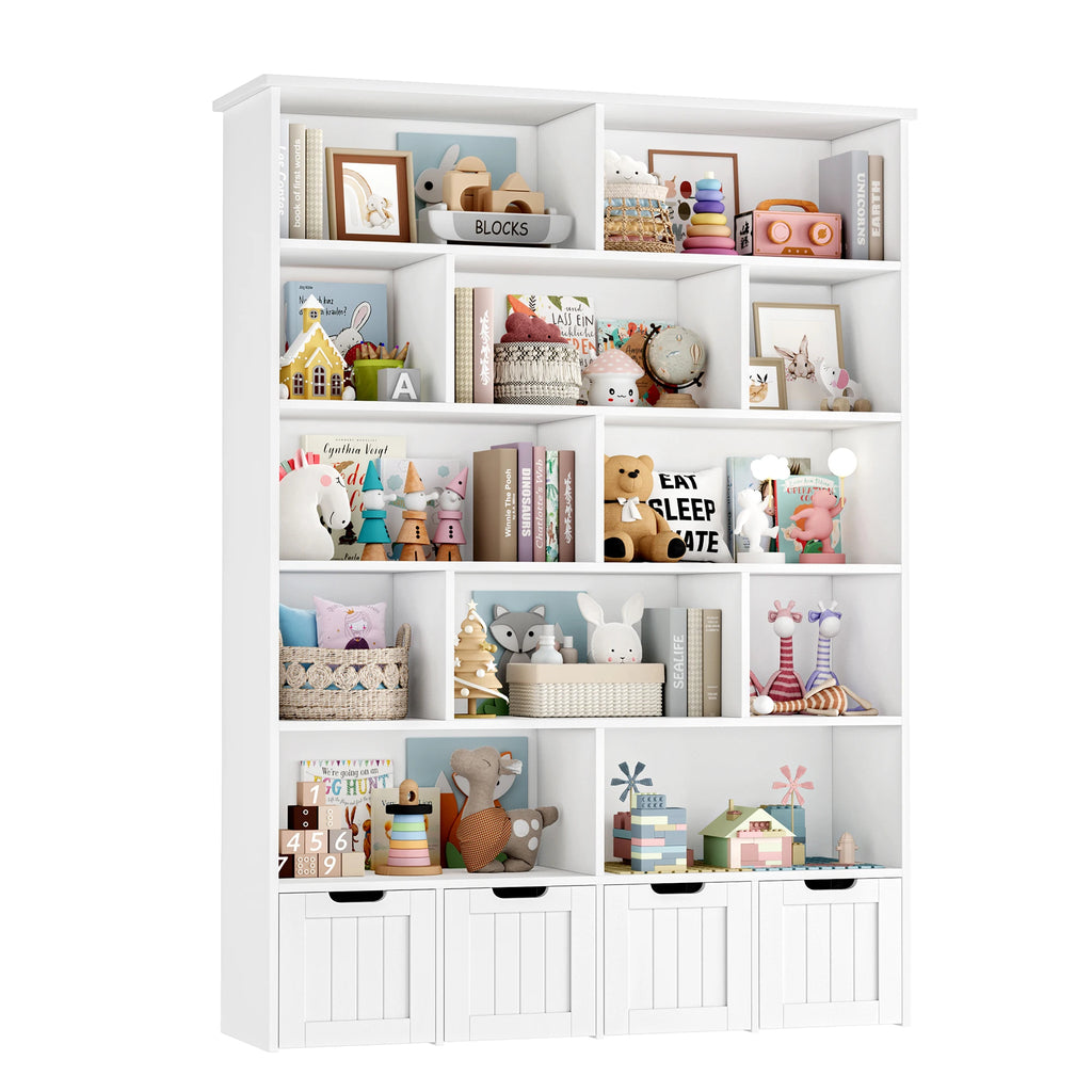 Kinderbücherregal mit 13 Fächern und 4 Schubladen, 175 cm Lilla Kids