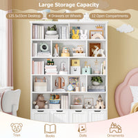Kinderbücherregal mit 13 Fächern und 4 Schubladen, 175 cm Lilla Kids