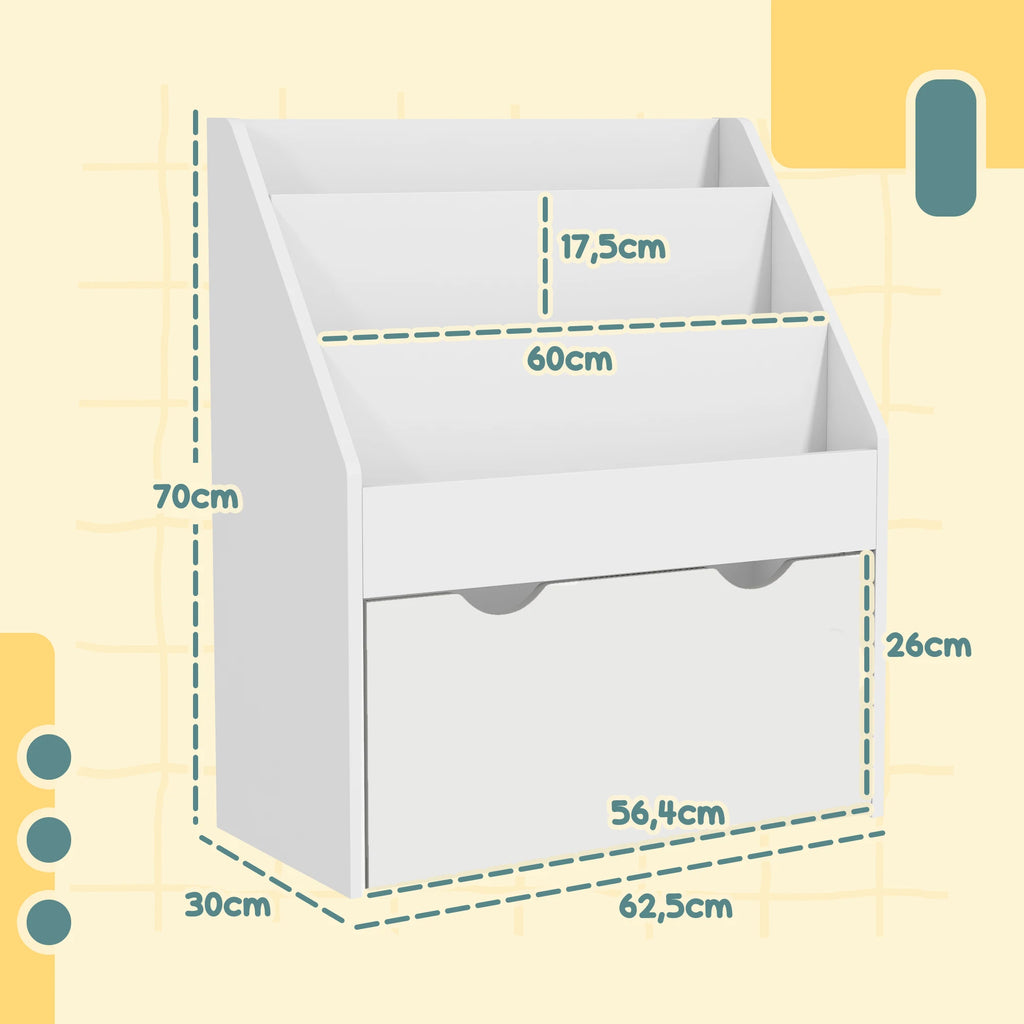 Kinderbücherregal mit 3 Ebenen und Schublade Lilla Kids