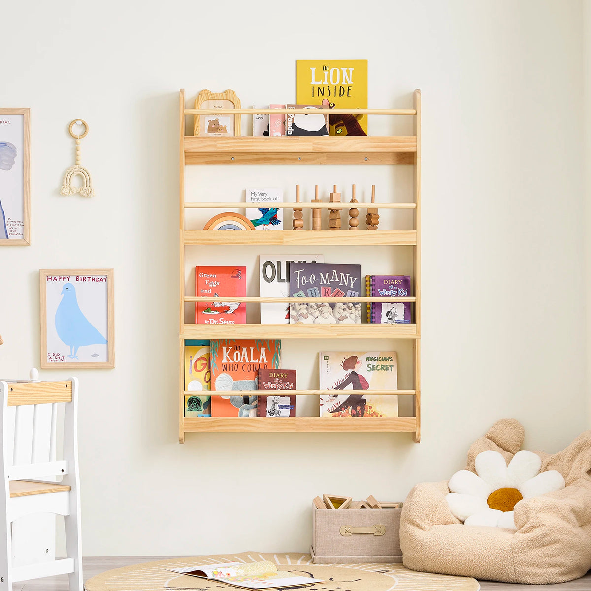 Kinderbücherregal mit 4 Ebenen aus Holz, 80 x 118 cm Lilla Kids