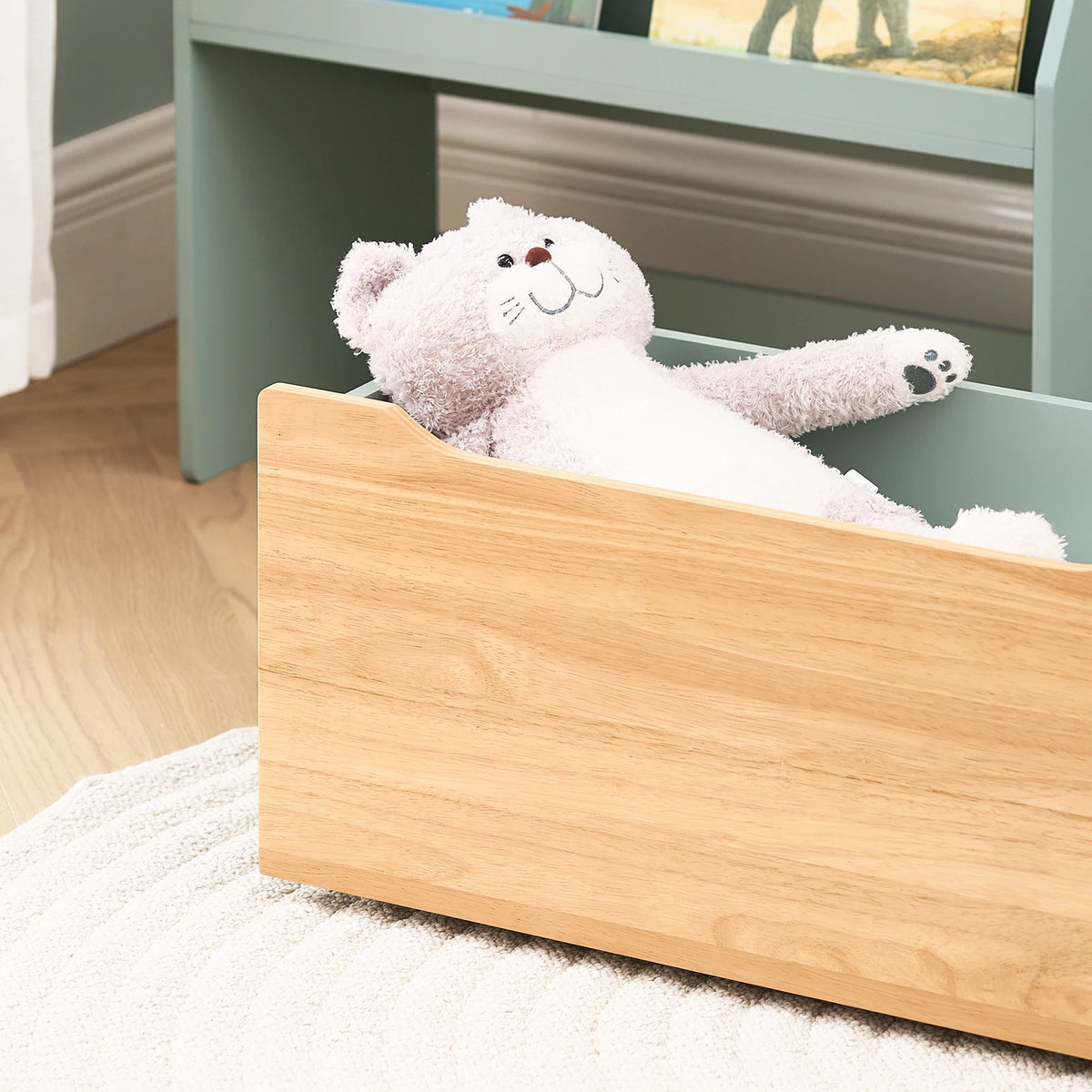 Kinderbücherregal mit 4 Fächern und Spielzeugkiste Lilla Kids