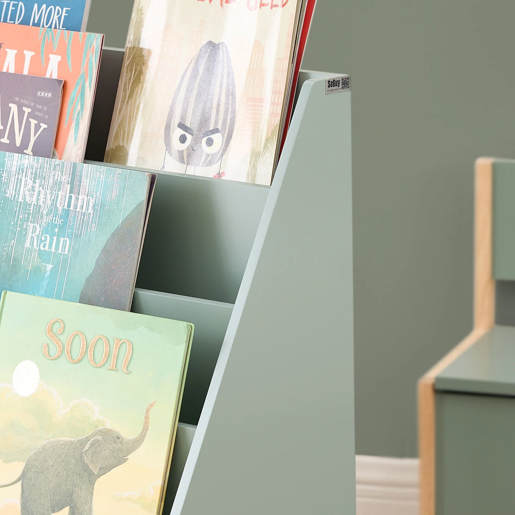 Kinderbücherregal mit 4 Fächern und Spielzeugkiste Lilla Kids